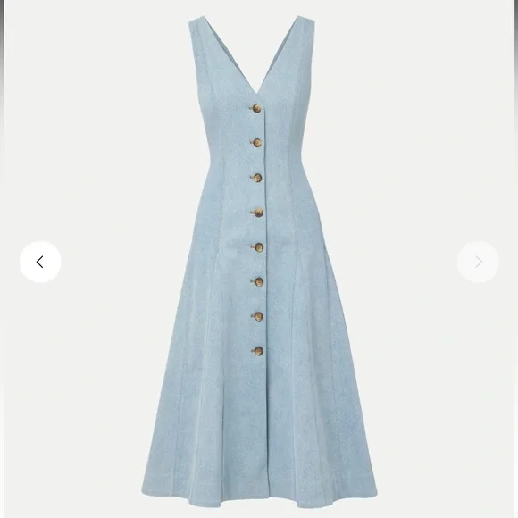 Veronica Beard Lou pleated midi dress. Light wash denim. Size 6. NWT - Picture 2 of 9